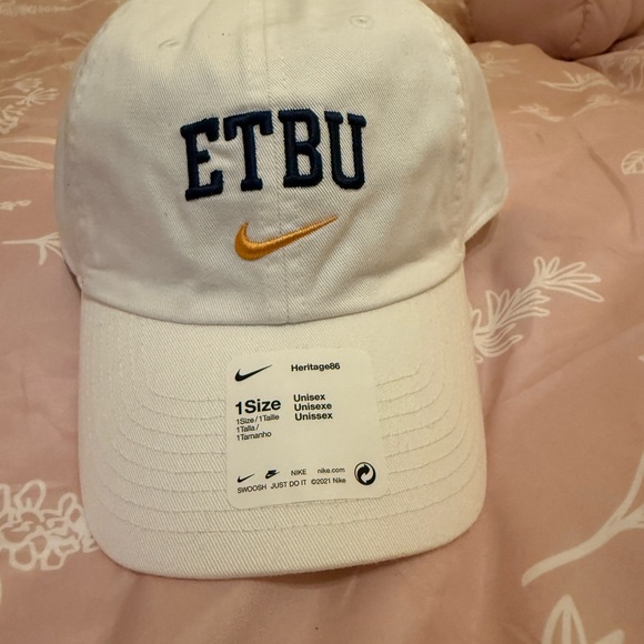Nike White Cap with Gold Swoosh. Eastern Texas Baptist University. ETBU - Picture 14 of 15